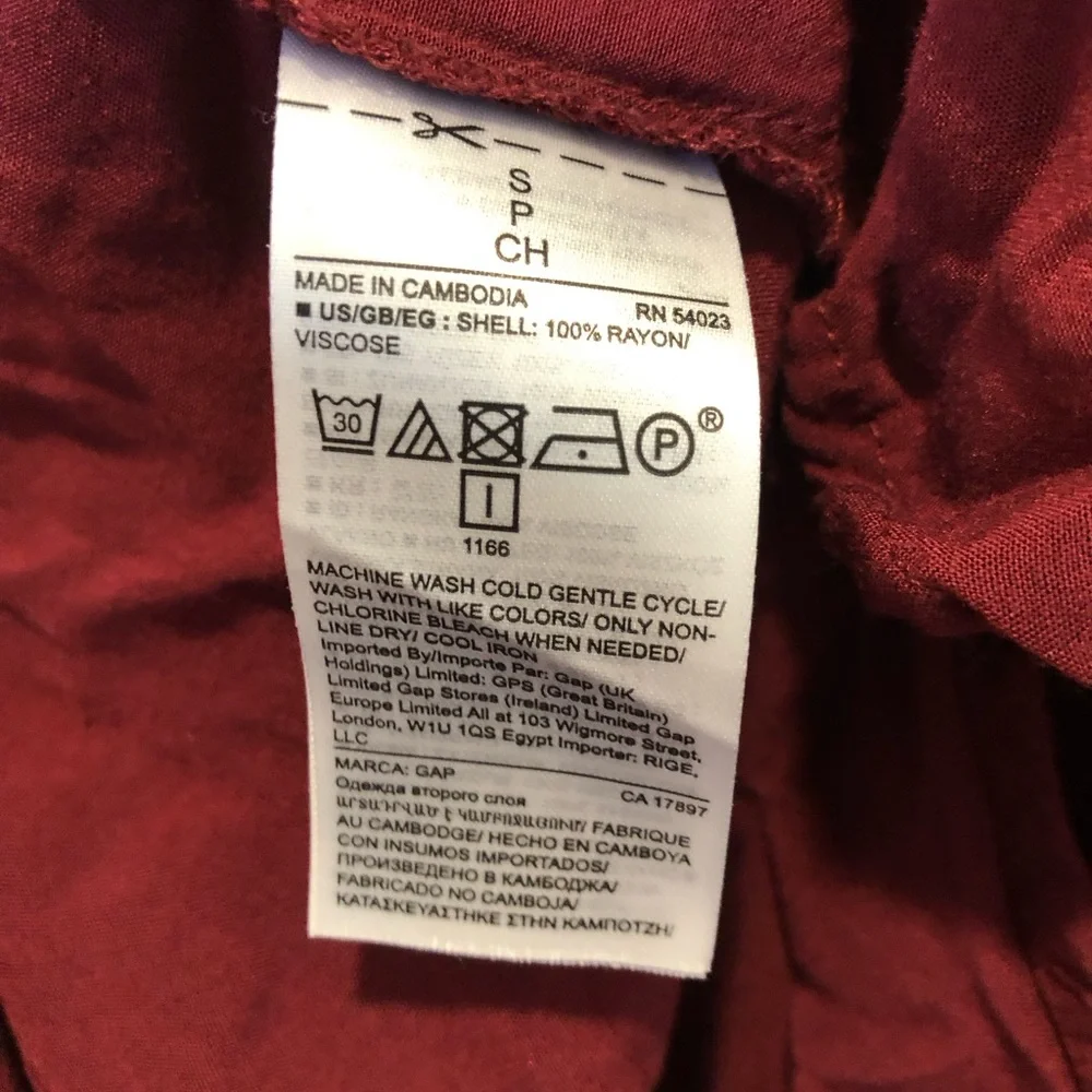 Burgundy Gap Boyfriend Fit Button Down Top - Picture 3 of 4